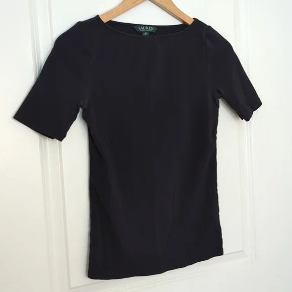 Ralph Lauren Black Boat Neck Top - Picture 2 of 5